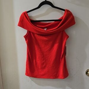 Elegant Red Off-Shoulder Women's Top